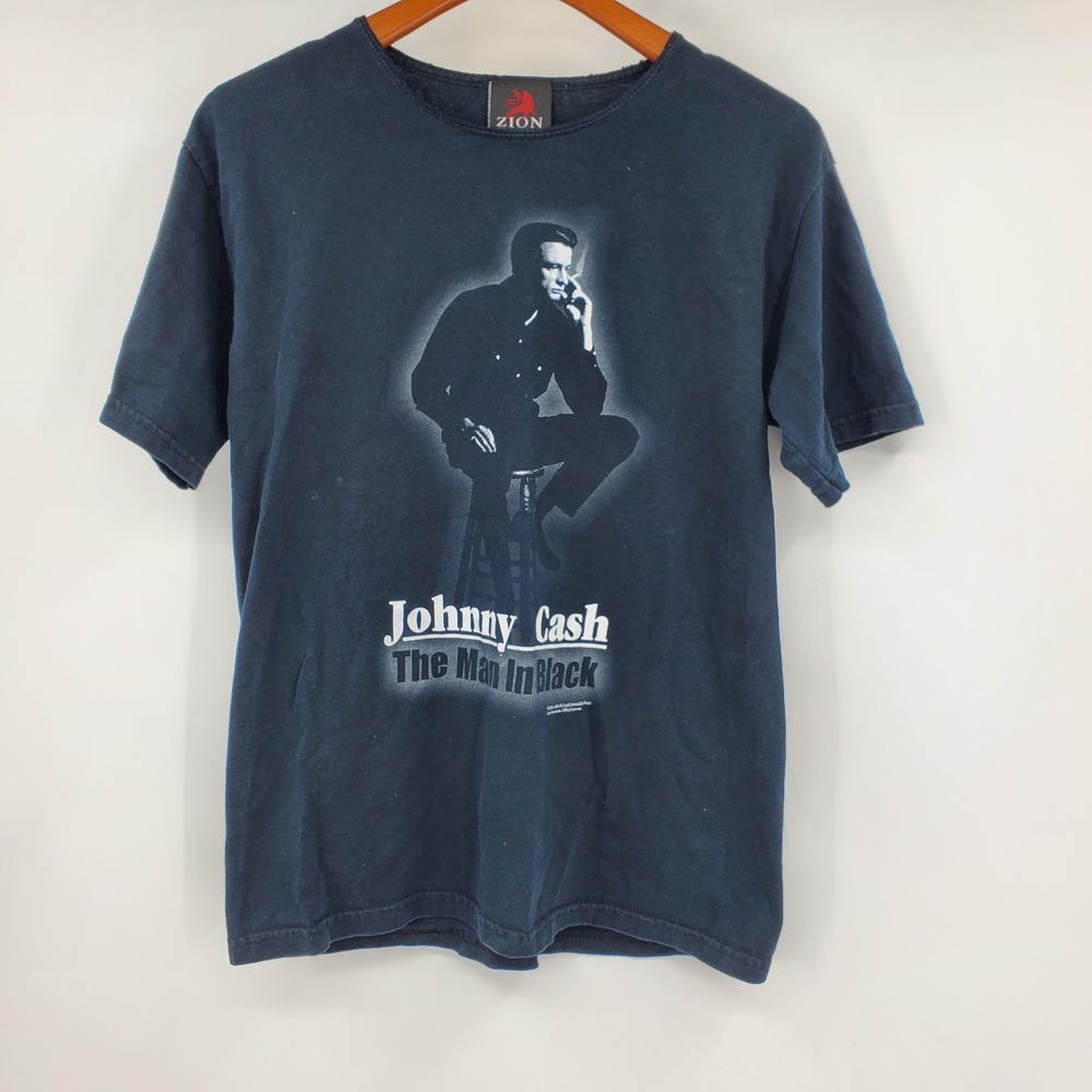 Vintage Rootswear Johnny Cash The Man In Black T Shirt Faded Black M 2004 Retro